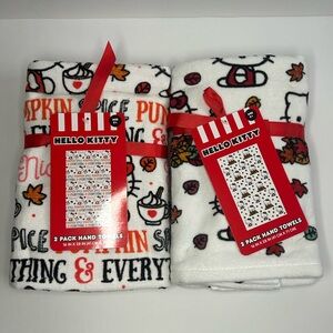 NWT Hello Kitty Halloween Hand Towels Set of 2 Pumpkin Spice and Fall Leaves